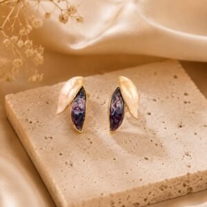 Pearl Leaf Dual-Tone Earrings