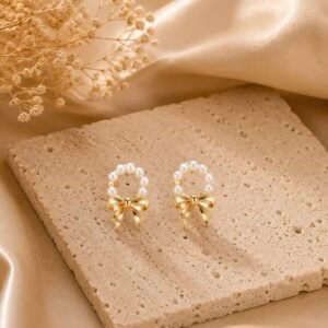 Pearl Bow Halo Earrings