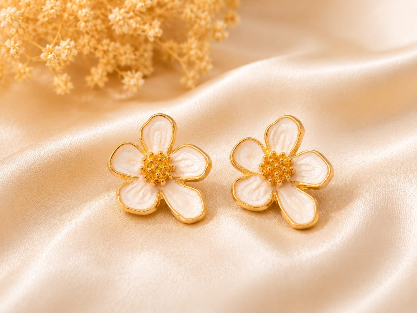 Ivory Bloom Floral Earrings